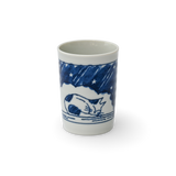 Adorable Cat 2 Tea Cup, Blue & White Mino-Ware, 180ml (6oz.)