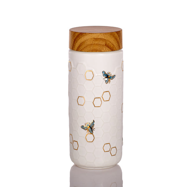 Ceramic Travel Mug | Honey Bee - Hand Painted Gold (12 oz)-1