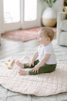 Quilted Round Padded Linen Play Mat 35" D - Blush - Sumiye Co