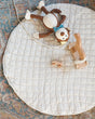 Quilted Round Padded Linen Play Mat 35" D  - Natural Chambray - Sumiye Co
