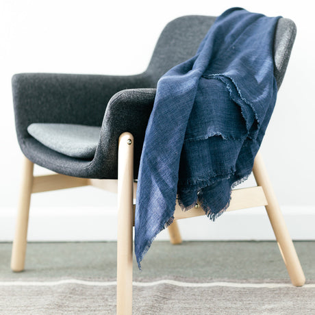 Stone Washed Linen Throw - Navy - Sumiye Co