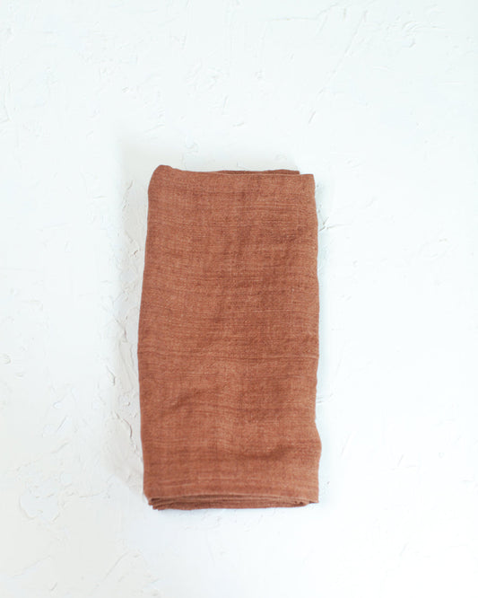 Stone Washed Linen Napkins, Terracotta - set of 4