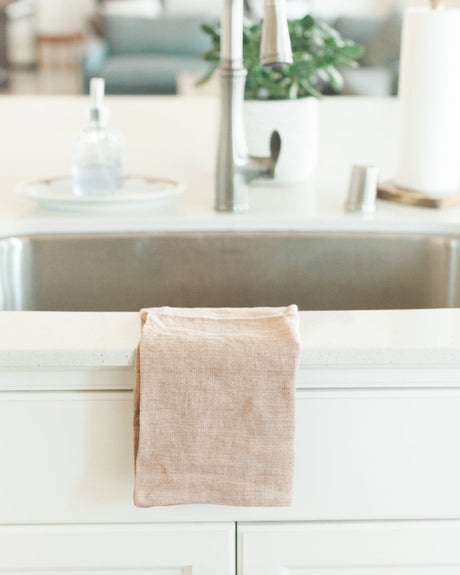 Stone Washed Linen Tea Towel - Blush - Sumiye Co