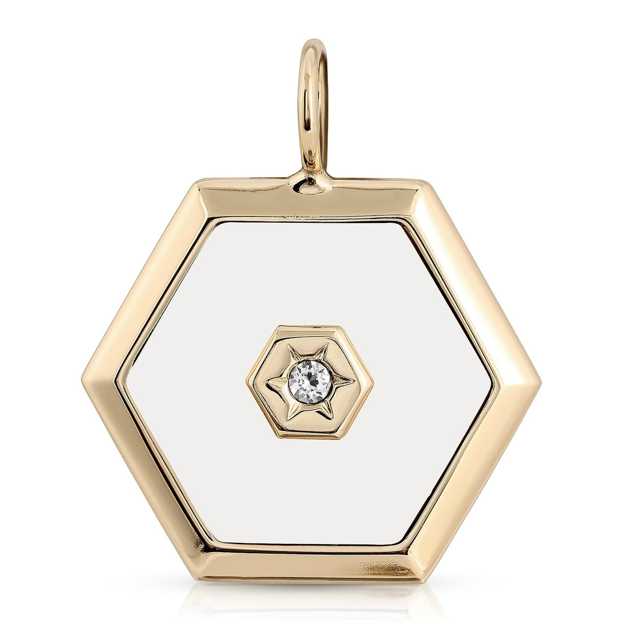 Ashley White Enamel Swarovski Crystal Pendant - Sumiye Co