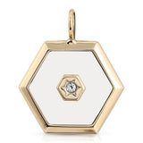 Ashley White Enamel Swarovski Crystal Pendant - Sumiye Co