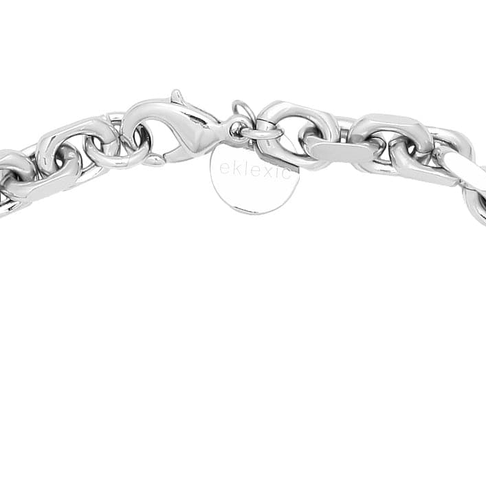 Silver chain bracelet on a white background
