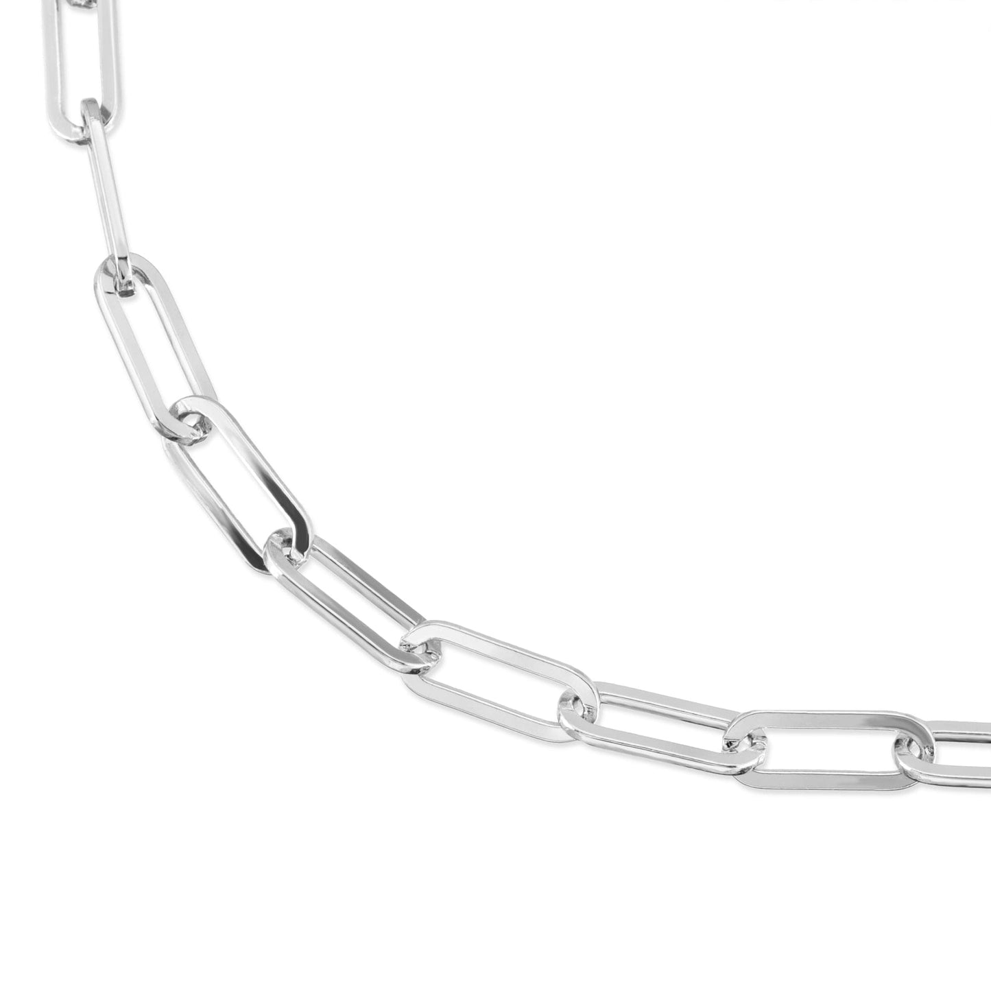 6.5mm Large Elongated Link Silver Chain Anklet