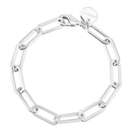 Silver Large Elongated Link Chain Bracelet