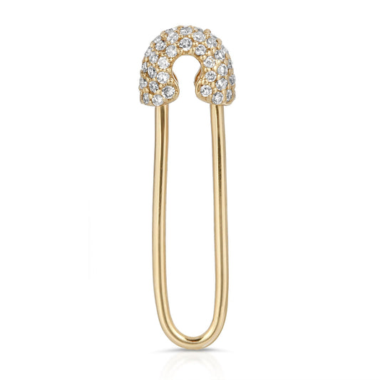 Diamond & 14k Gold Safety Pin Earring