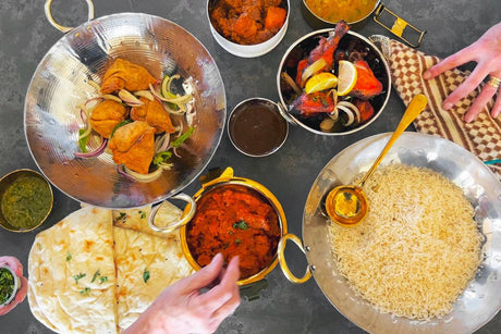 Indian Kadai Steel Wok with Brass Handles - Sumiye Co