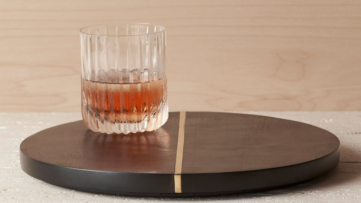 Mango Wood & Brass Small Serving Tray