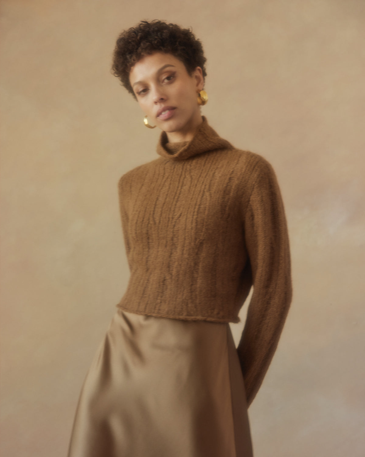 Ribbed Cropped Sweater - Sumiye Co