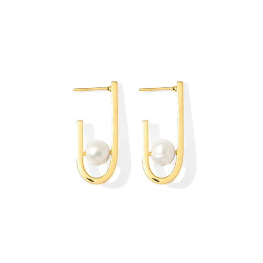 J Hoop Freshwater Pearl Earrings-0