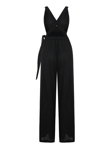 Wrap Your Way Jumpsuit - Black - Sumiye Co