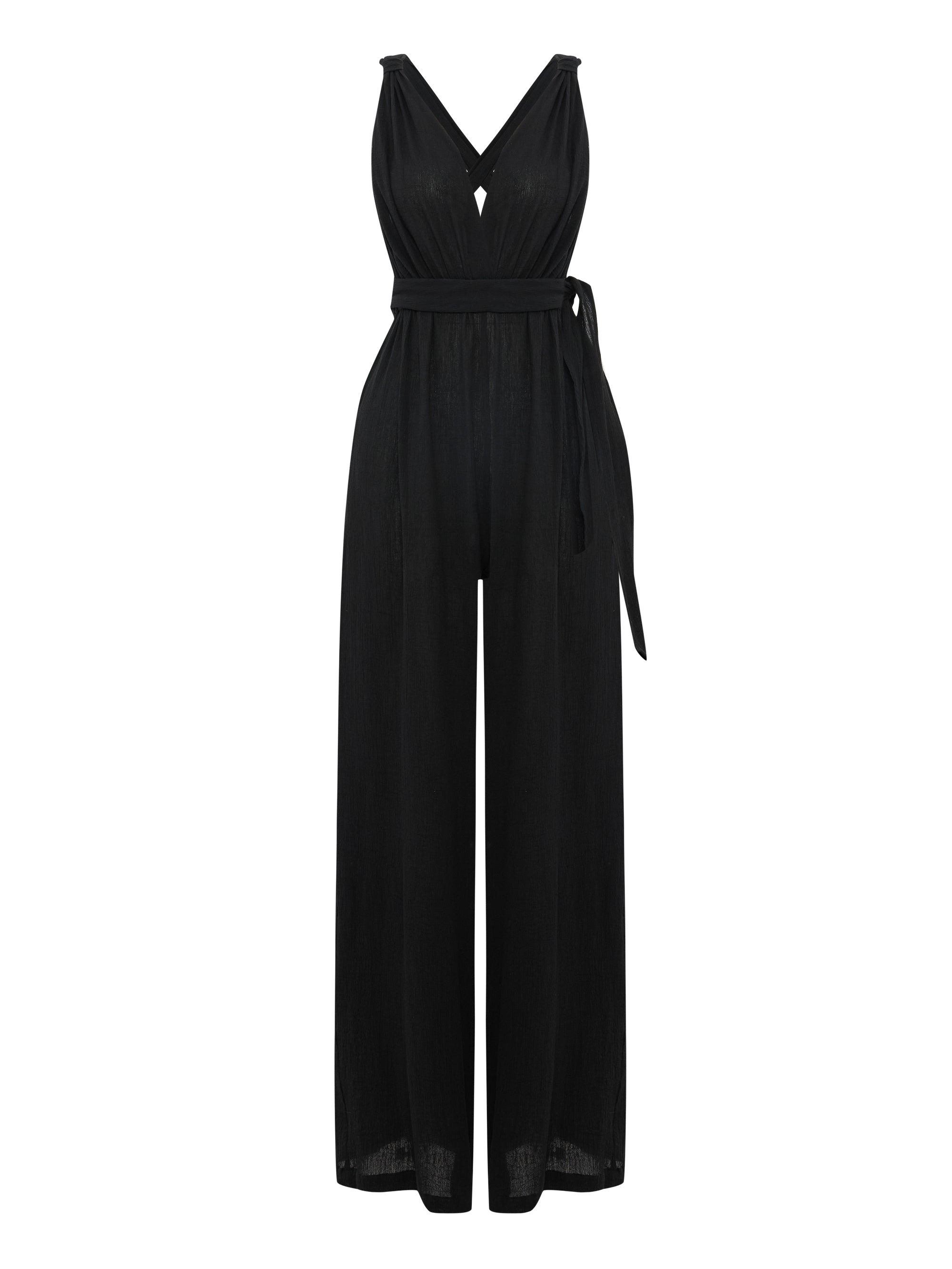 Wrap Your Way Jumpsuit - Black - Sumiye Co