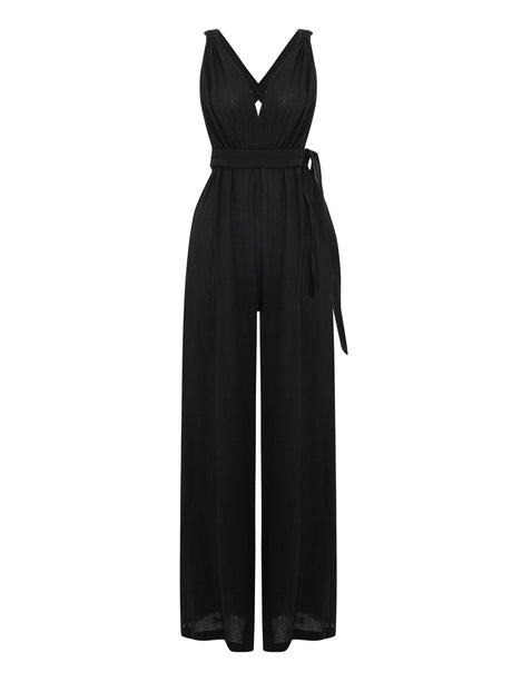 Wrap Your Way Jumpsuit - Black - Sumiye Co