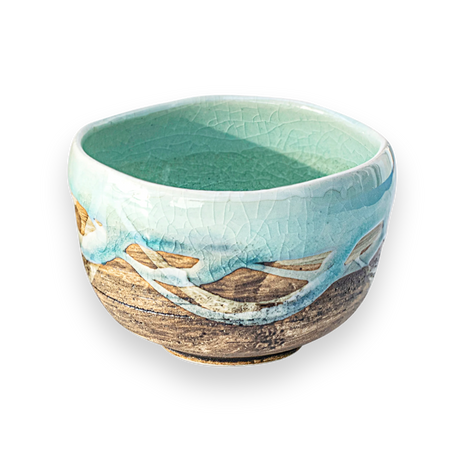 Japanese Matcha Tea Bowl Blue & Brown Glaze - Sumiye Co