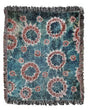 Blue and Red Tie Dye Cotton Woven Throw Blanket with Colorful Fringe - Perfect for Couch or Bed