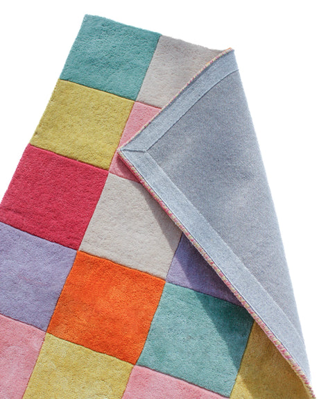 Colorful Checkered Hand Tufted Wool Rug by JUBI - Sumiye Co