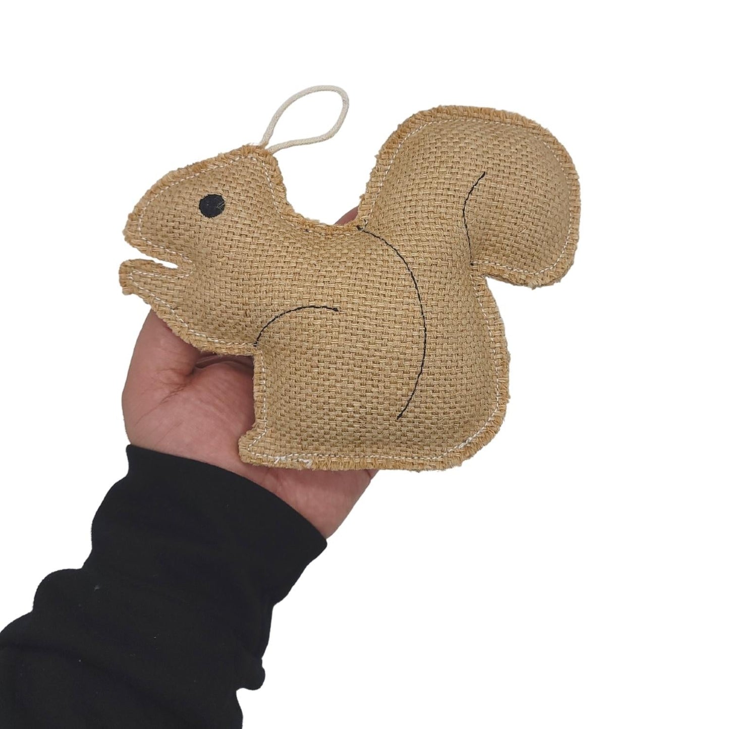 Rustic Jute Squirrel: Sustainable Eco Dog Chew Toy-1