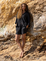 Kaya Drawstring Shorts - Charcoal - Sumiye Co