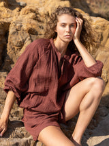 Kaya Drawstring Shorts - Terracotta - Sumiye Co