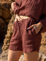 Kaya Drawstring Shorts - Terracotta - Sumiye Co