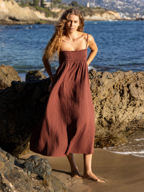 Kaya Smocked Maxi Dress - Terracotta - Sumiye Co
