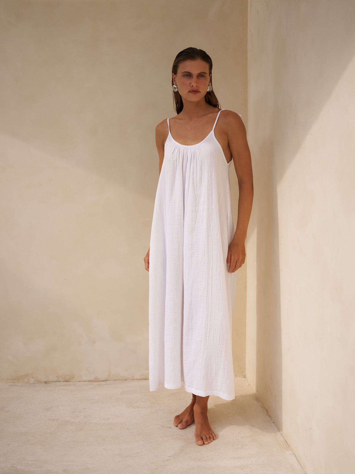 Kaya Tie Strap Maxi Dress - White