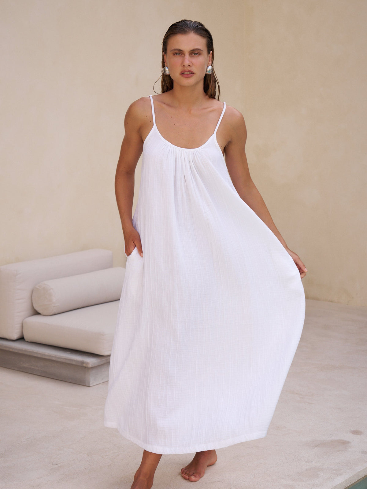 Kaya Tie Strap Maxi Dress - White