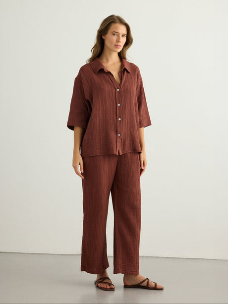 Kaya Boyfriend Shirt - Terracotta - Sumiye Co