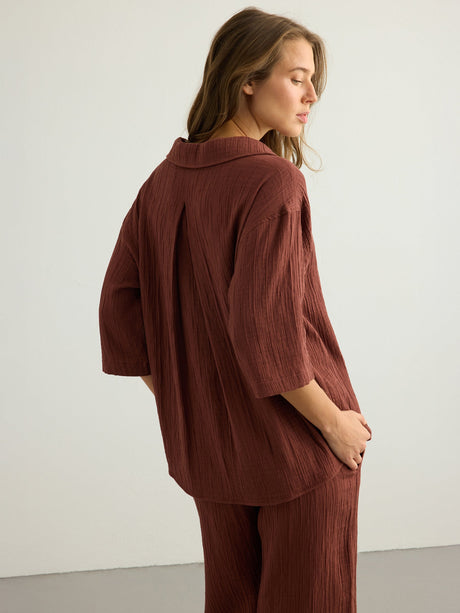 Kaya Boyfriend Shirt - Terracotta - Sumiye Co