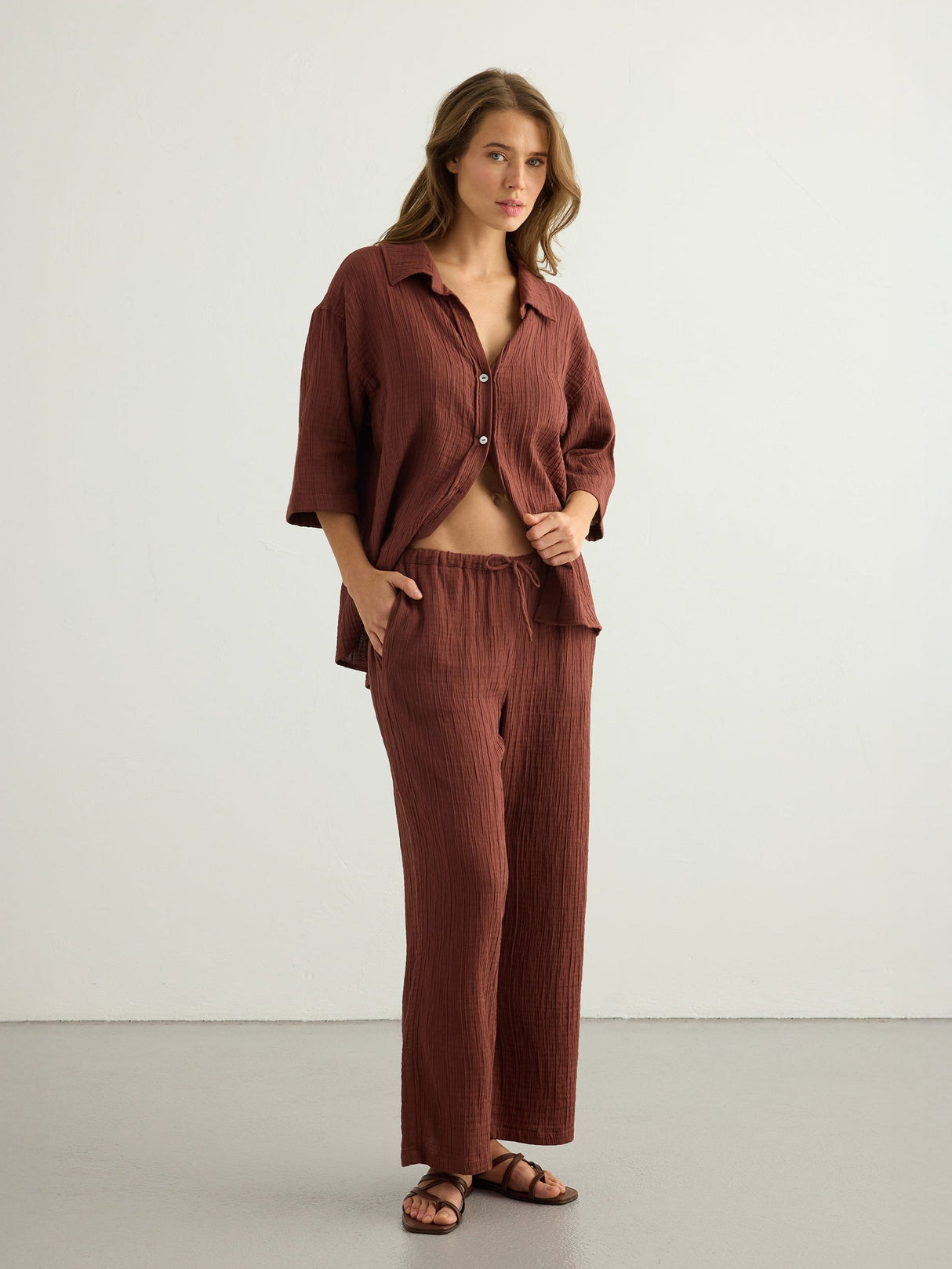 Kaya Drawstring Pants - Terracotta - Sumiye Co