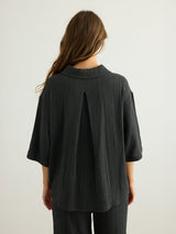Kaya Boyfriend Shirt - Charcoal - Sumiye Co