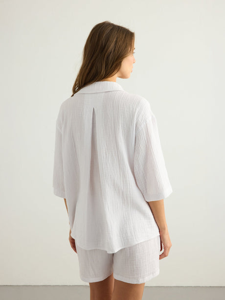 Kaya Boyfriend Shirt - White - Sumiye Co