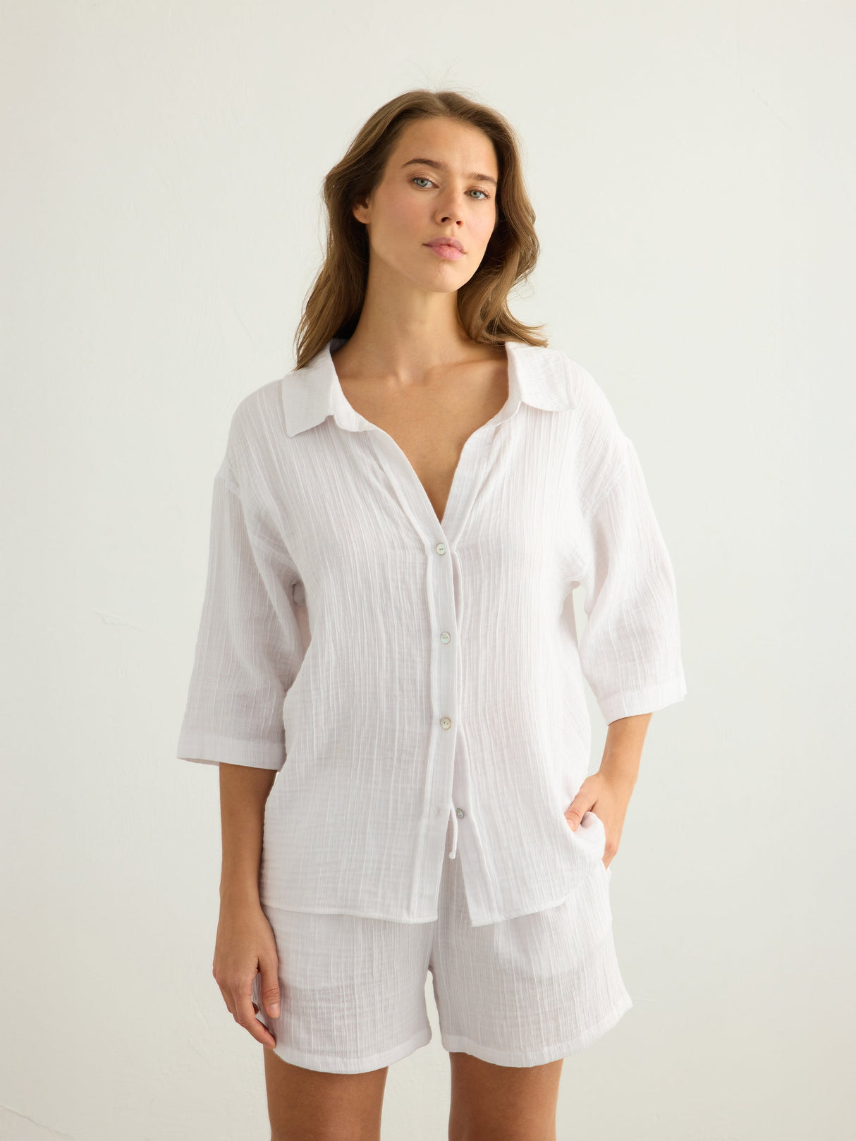Kaya Boyfriend Shirt - White - Sumiye Co
