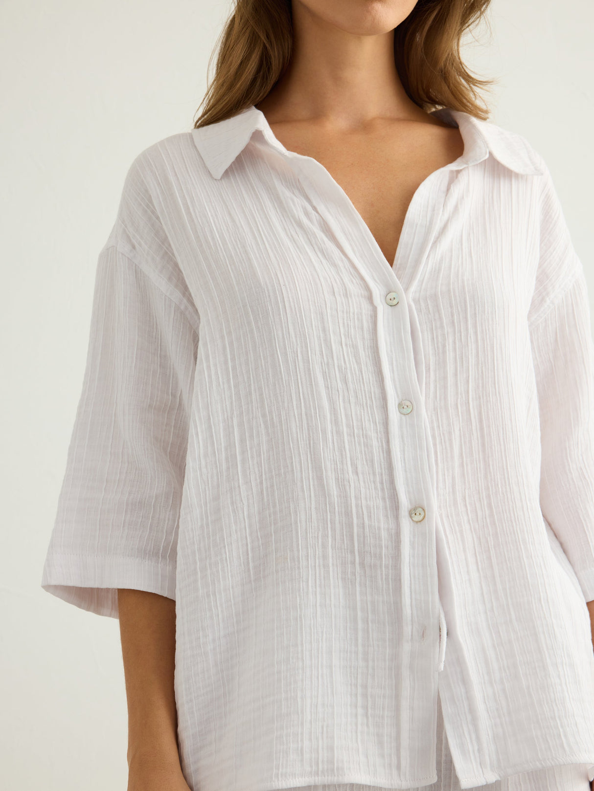 Kaya Boyfriend Shirt - White - Sumiye Co