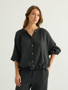Kaya Buttoned Blouse - Charcoal - Sumiye Co