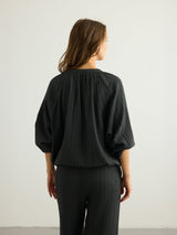 Kaya Buttoned Blouse - Charcoal - Sumiye Co