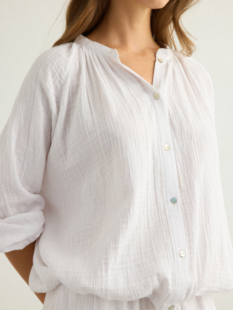Kaya Buttoned Blouse - White - Sumiye Co