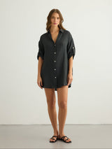 Kaya Oversized Shirt Dress - Charcoal - Sumiye Co