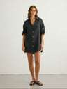 Kaya Oversized Shirt Dress - Charcoal - Sumiye Co