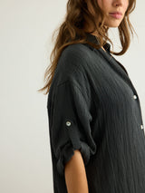 Kaya Oversized Shirt Dress - Charcoal - Sumiye Co