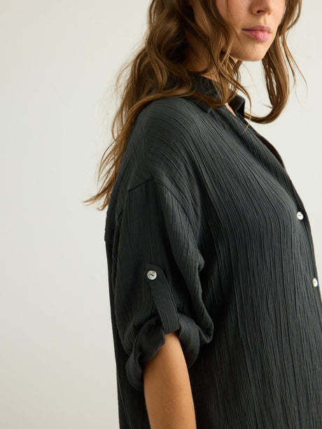 Kaya Oversized Shirt Dress - Charcoal - Sumiye Co