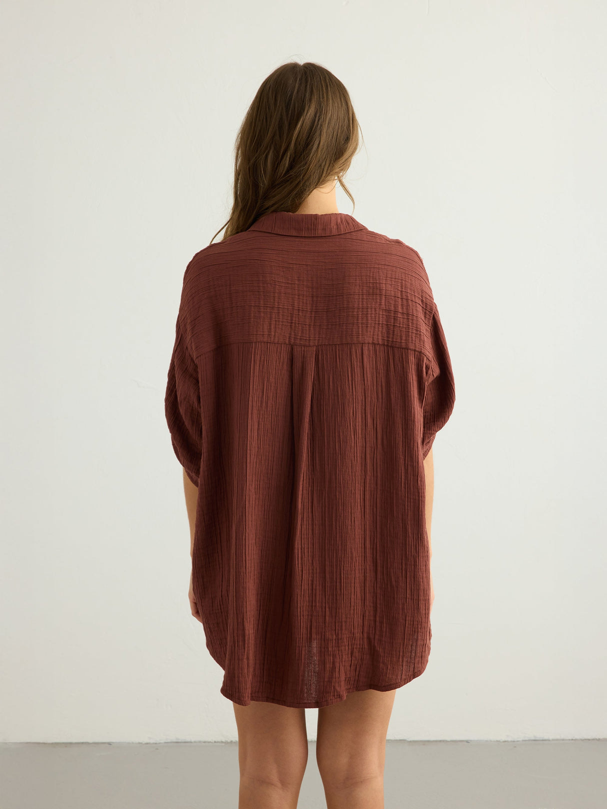 Kaya Oversized Shirt Dress - Terracotta - Sumiye Co