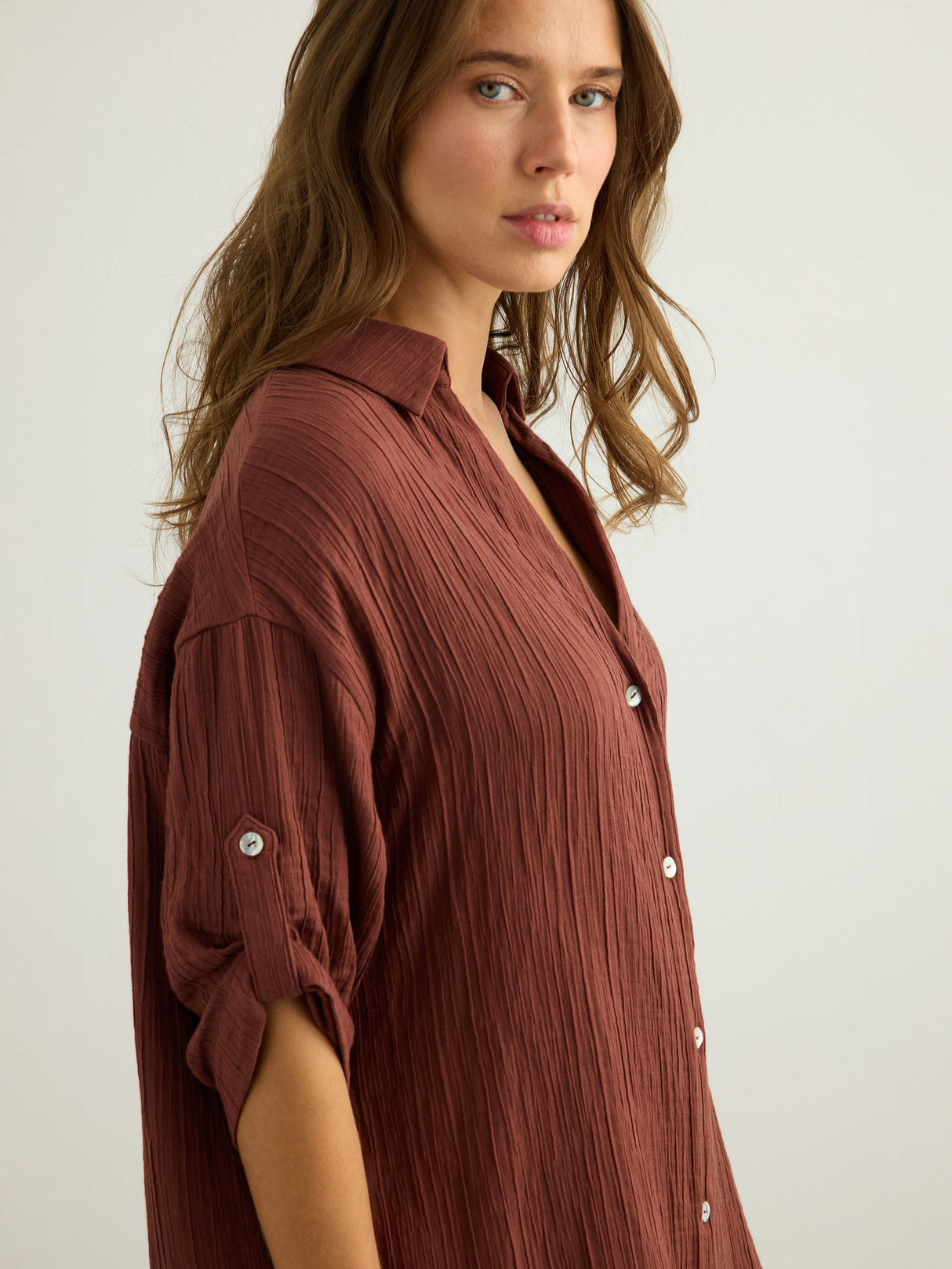 Kaya Oversized Shirt Dress - Terracotta - Sumiye Co