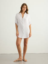 Kaya Oversized Shirt Dress - White - Sumiye Co