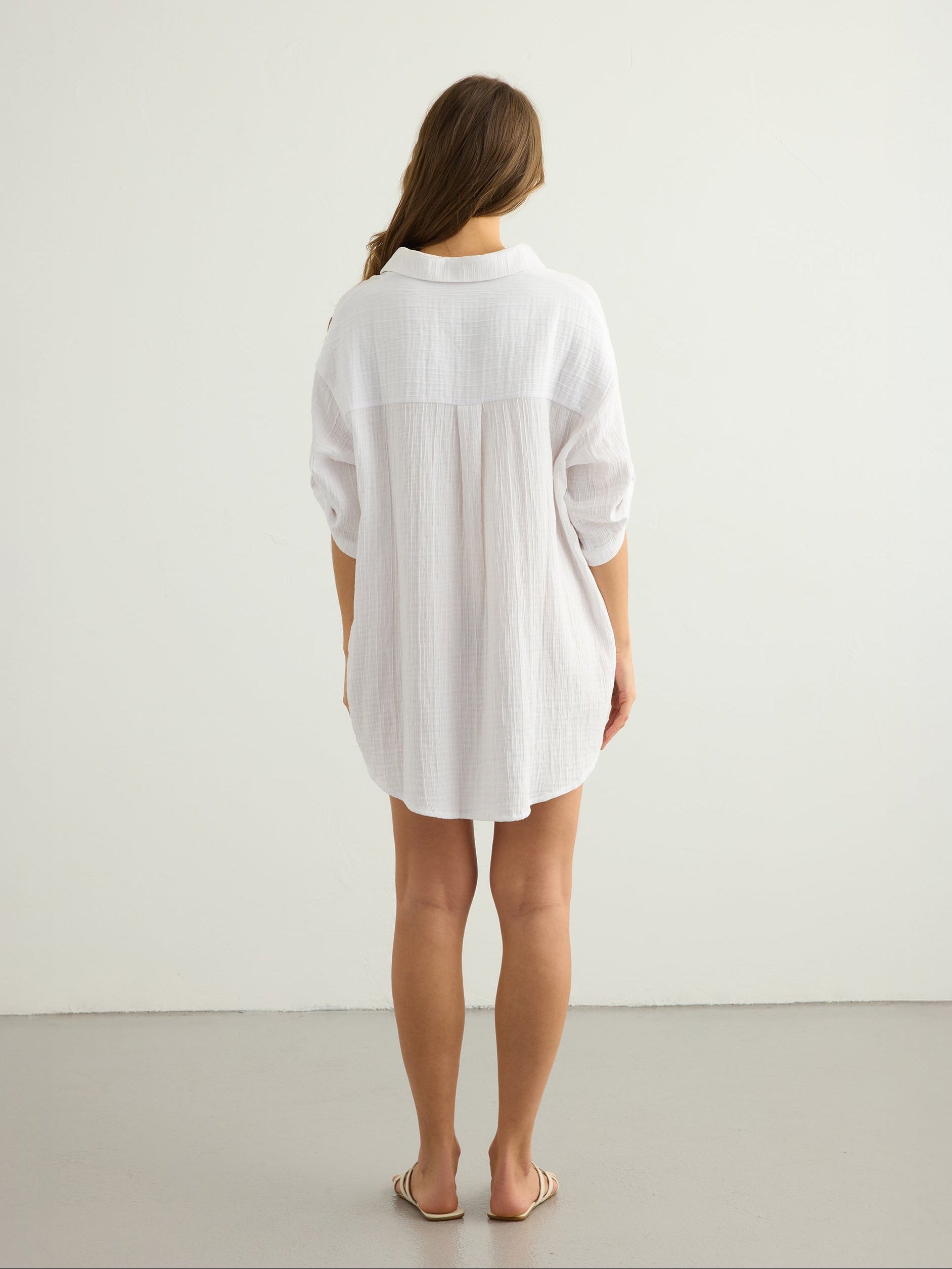 Kaya Oversized Shirt Dress - White - Sumiye Co