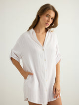 Kaya Oversized Shirt Dress - White - Sumiye Co