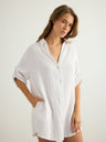 Kaya Oversized Shirt Dress - White - Sumiye Co
